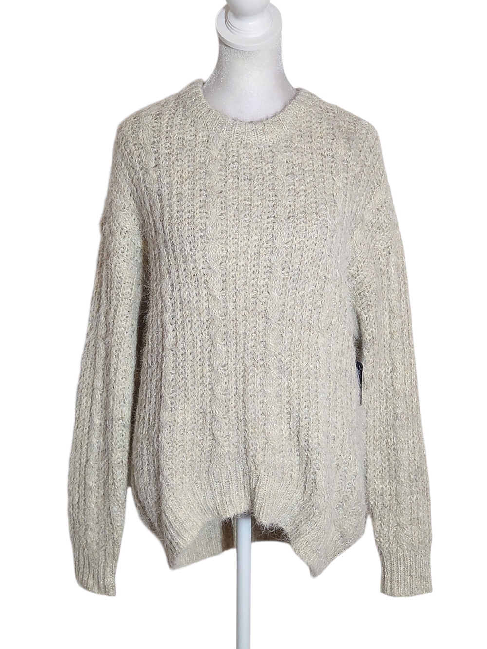 Arizona Oatmeal Cream Fuzzy Chunky Knit Sweater NWT Size XS